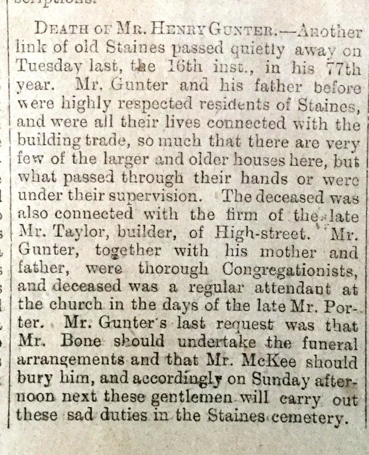 Henry Gunter d. 1892 Obituary in Staines Advertiser 20 Feb 1892  (5486 KB)
 
(Image courtesy Rosemary Filsell)
(Click on Picture to View Full Size)
