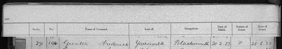 Probate Granted 28 Jun 1935  (444 KB)
 
(Australia, Victoria Index to Probate Register)
(Click on Picture to View Full Size)