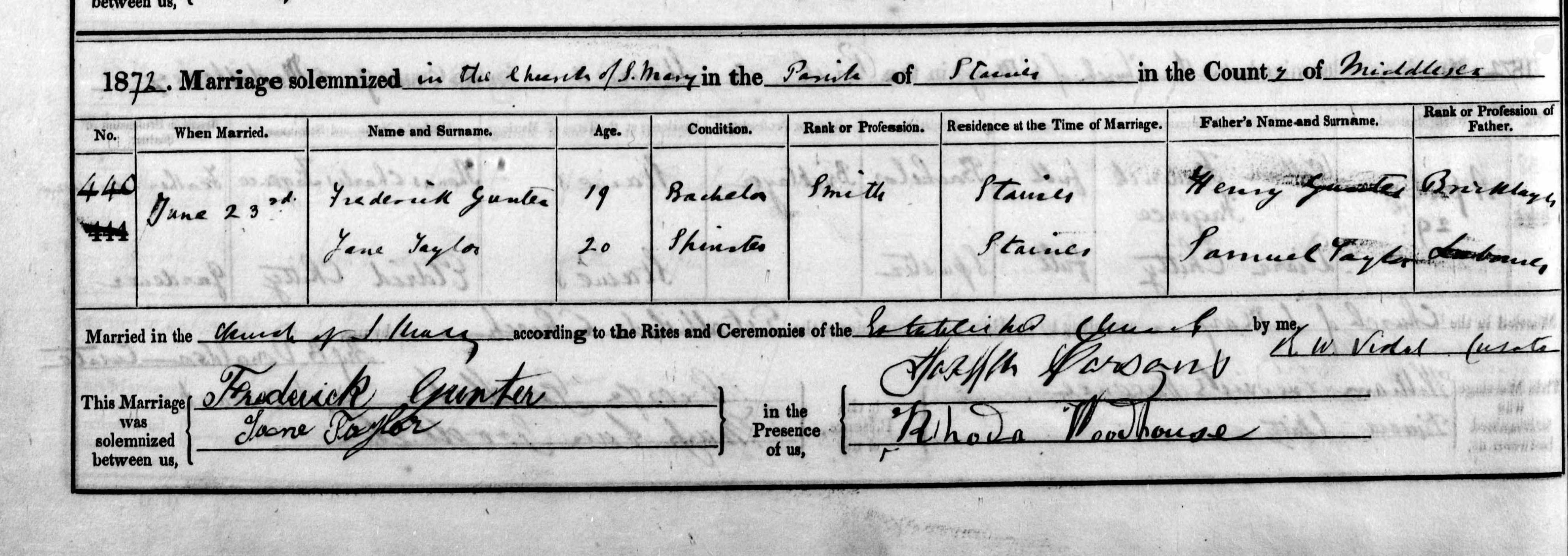 Frederick Gunter & Jane Taylor 1872  (16372 KB)
 
(Parish Register)
(Click on Picture to View Full Size)